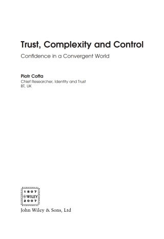表紙画像: Trust, Complexity and Control 1st edition 9780470061305