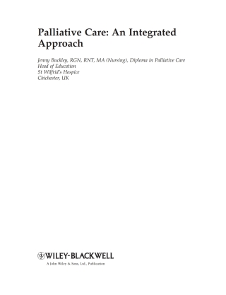 Imagen de portada: Palliative Care: An Integrated Approach 1st edition 9780470058855