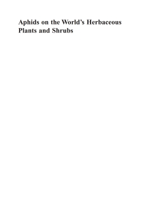 Cover image: Aphids on the World's Herbaceous Plants and Shrubs, 2 Volume Set 1st edition 9780471489733