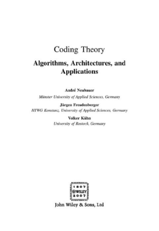 Imagen de portada: Coding Theory 1st edition 9780470028612