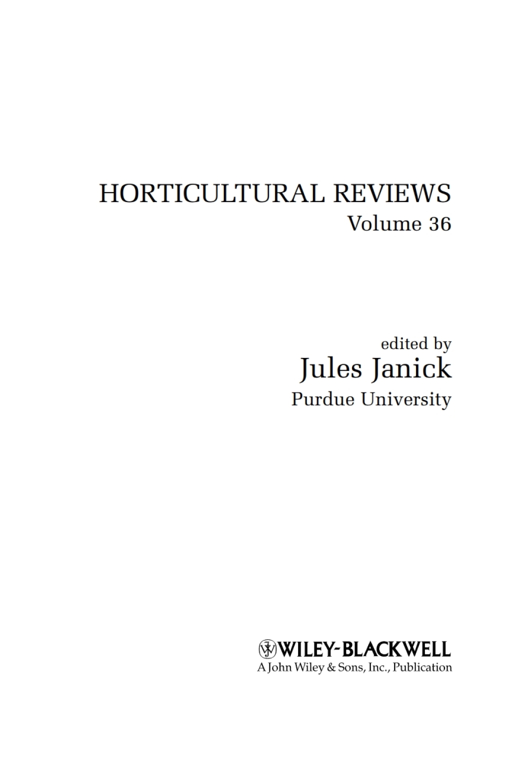 Horticultural Reviews 1st Edition