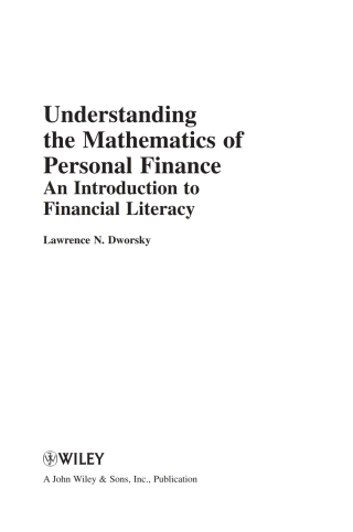 Imagen de portada: Understanding the Mathematics of Personal Finance 1st edition 9780470497807