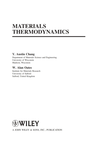 Cover image: Materials Thermodynamics 1st edition 9780470484142