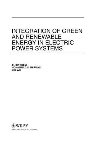 Cover image: Integration of Green and Renewable Energy in Electric Power Systems 1st edition 9780470187760