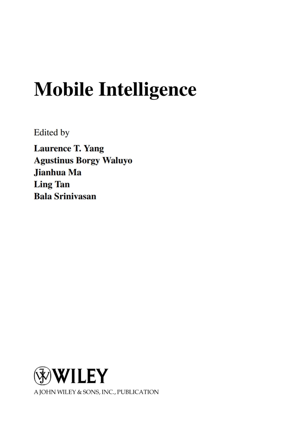 Mobile Intelligence 1st Edition