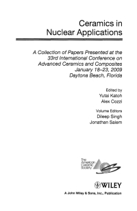 Imagen de portada: Ceramics in Nuclear Applications: Ceramic Engineering and Science Proceedings, Volume 30, Issue 10 1st edition 9780470457603