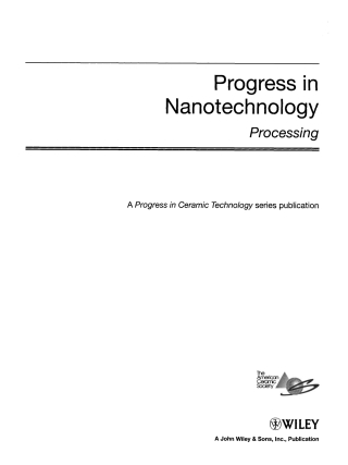表紙画像: Progress in Nanotechnology 1st edition 9780470408391
