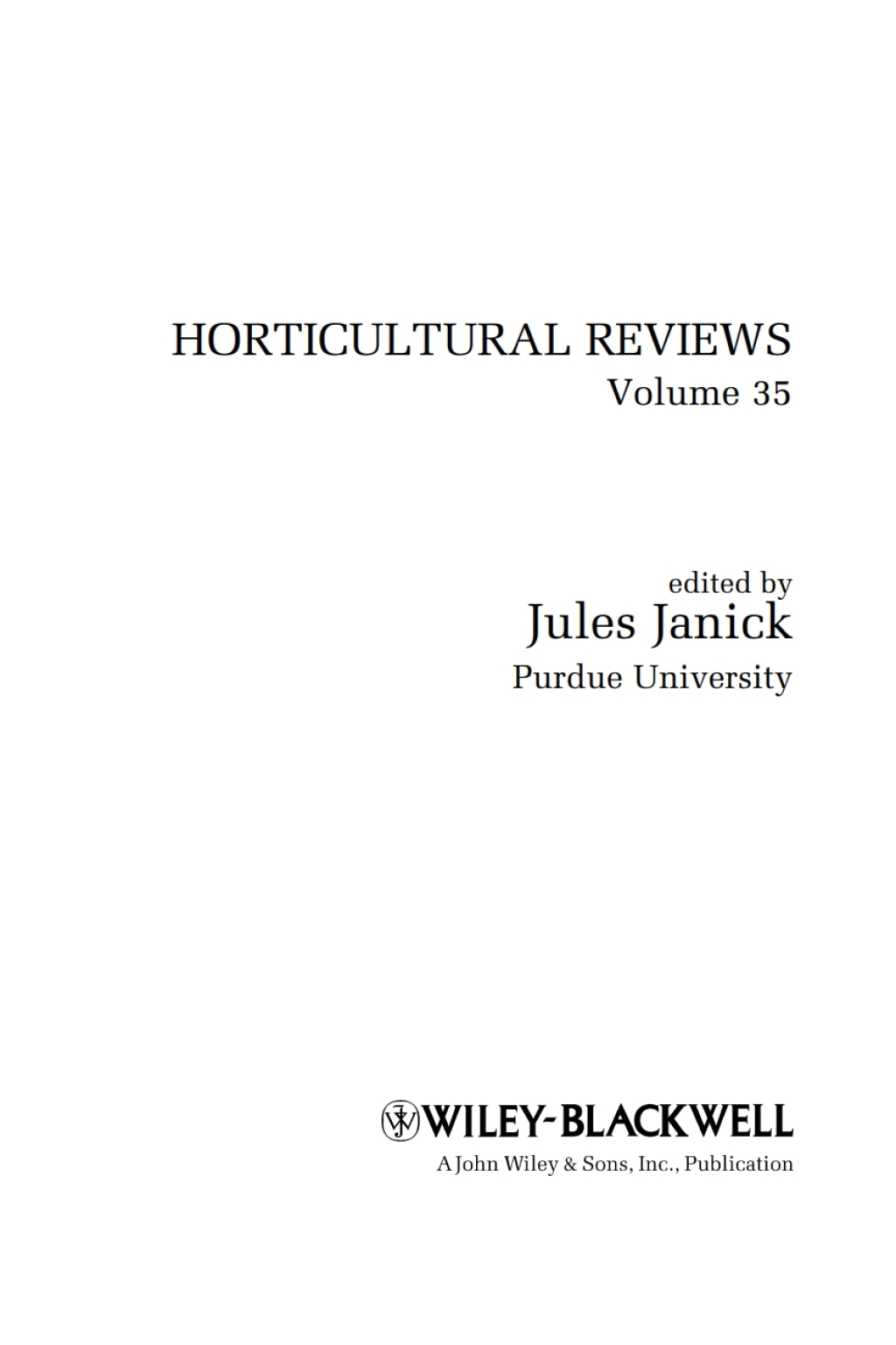 Horticultural Reviews 1st Edition