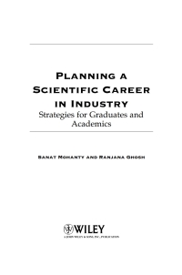Cover image: Planning a Scientific Career in Industry 1st edition 9780470460047