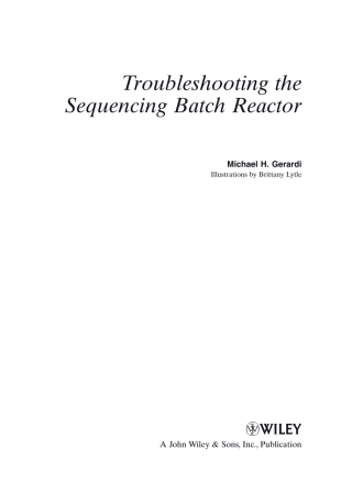 Cover image: Troubleshooting the Sequencing Batch Reactor 1st edition 9780470050736