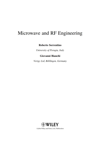 Cover image: Microwave and RF Engineering 1st edition 9780470758625