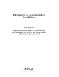 Cover image: Introduction to Microfabrication 2nd edition 9780470749838