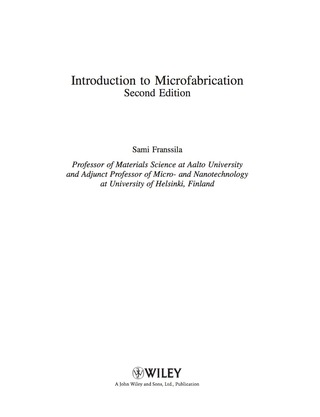 Cover image: Introduction to Microfabrication 2nd edition 9780470749838