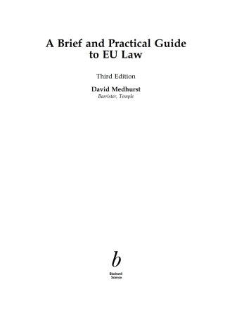 Cover image: A Brief and Practical Guide to EU Law 1st edition 9780632051847