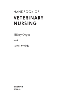 Cover image: Handbook of Veterinary Nursing 1st edition 9780632052585