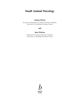 صورة الغلاف: Small Animal Oncology 1st edition 9780632052820