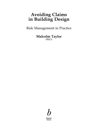 صورة الغلاف: Avoiding Claims in Building Design 1st edition 9780632053261