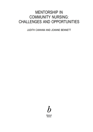 Imagen de portada: Mentorship in Community Nursing: Challenges and Opportunities 1st edition 9780632057078