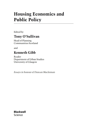 Cover image: Housing Economics and Public Policy 1st edition 9780632064618