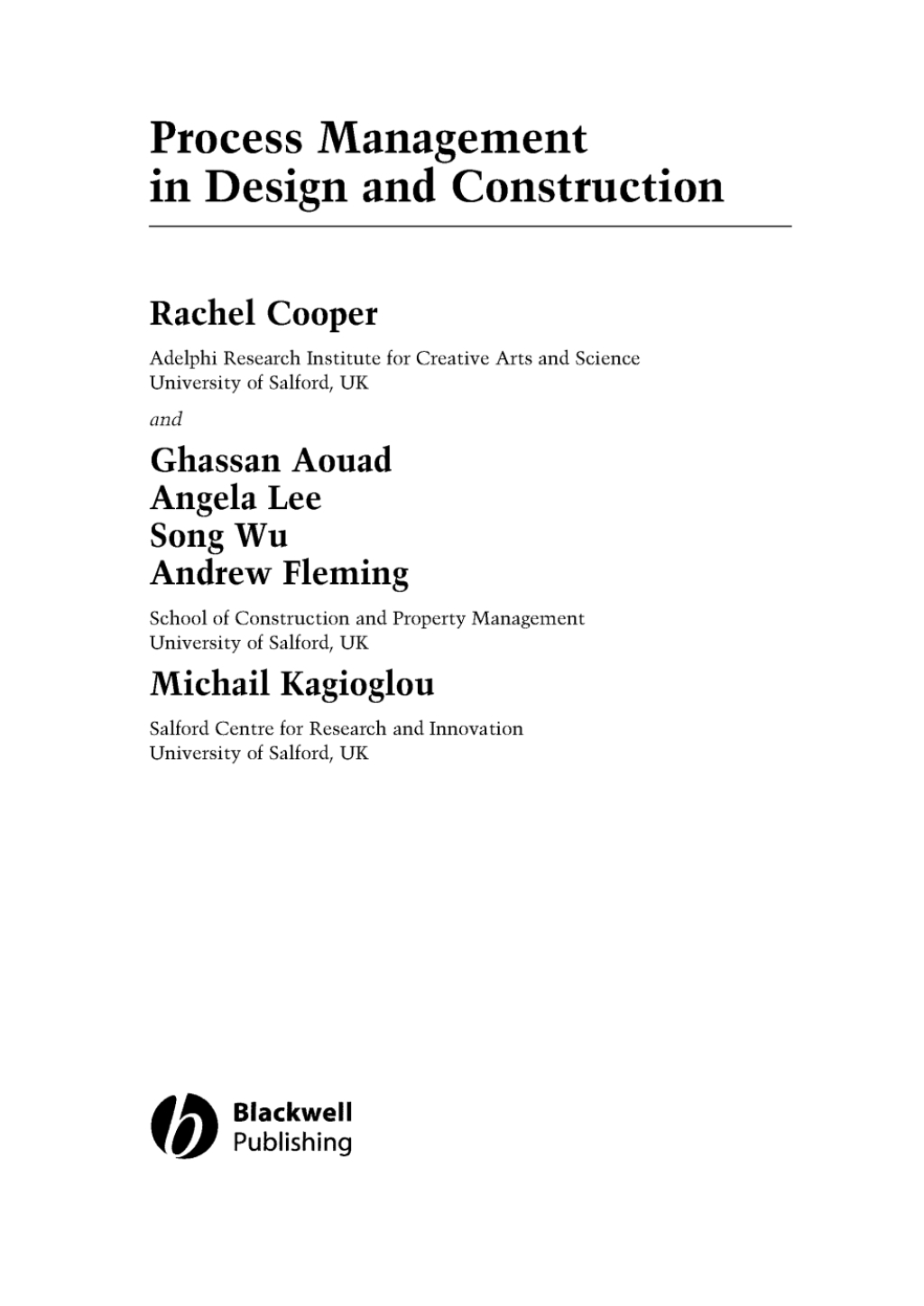 Process Management in Design and Construction 1st Edition