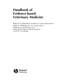 Cover image: Handbook of Evidence-Based Veterinary Medicine 1st edition 9781405108904