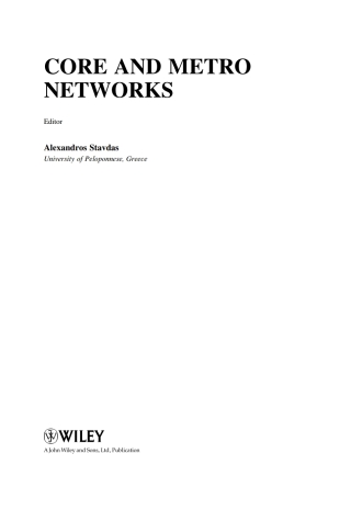 Imagen de portada: Core and Metro Networks 1st edition 9780470512746