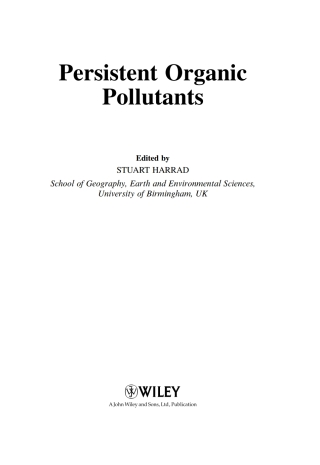 Cover image: Persistent Organic Pollutants 1st edition 9781405169301
