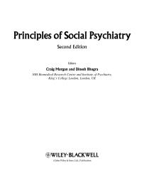 Imagen de portada: Principles of Social Psychiatry 1st edition 9780470697139