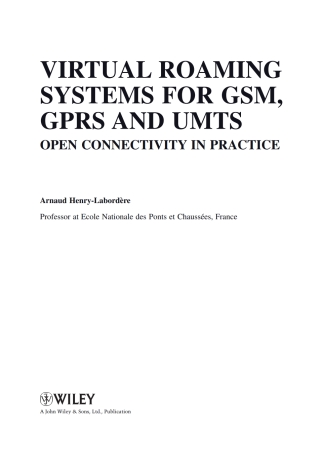 Titelbild: Virtual Roaming Systems for GSM, GPRS and UMTS 1st edition 9780470682623