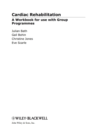 Cover image: Cardiac Rehabilitation: A Workbook for use with Group Programmes 1st edition 9780470518724