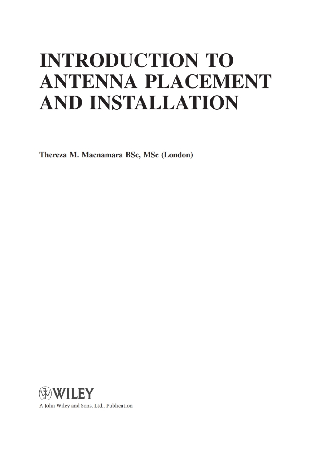 Introduction to Antenna Placement and Installation 1st Edition