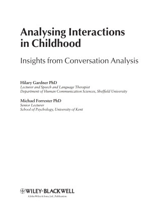 صورة الغلاف: Analysing Interactions in Childhood 1st edition 9780470760345