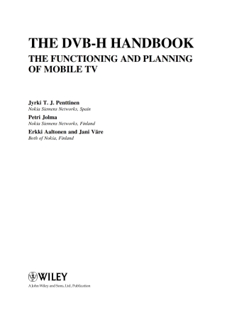 Cover image: The DVB-H Handbook: The Functioning and Planning of Mobile TV 1st edition 9780470748299