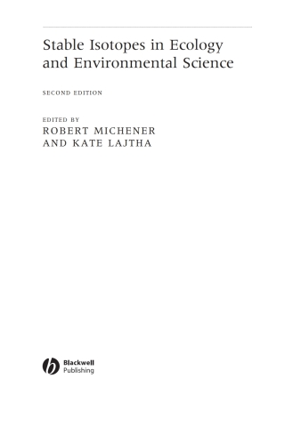 Cover image: Stable Isotopes in Ecology and Environmental Science 2nd edition 9781405126809