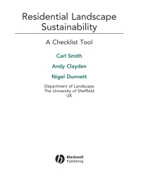 Cover image: Residential Landscape Sustainability: A Checklist Tool 1st edition 9781405158732