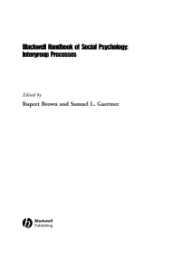 Cover image: Blackwell Handbook of Social Psychology: Intergroup Processes 1st edition 9780631210627