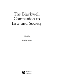 Cover image: The Blackwell Companion to Law and Society 1st edition 9780631228967