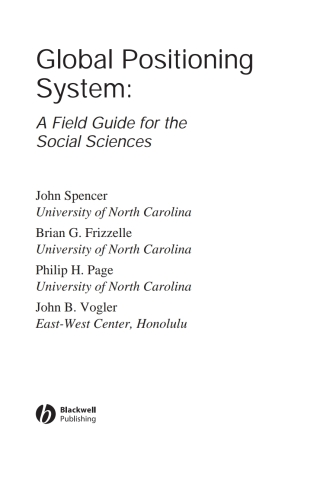 Cover image: Global Positioning System: A Field Guide for the Social Sciences 1st edition 9781405101844