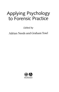 Cover image: Applying Psychology to Forensic Practice 1st edition 9781405105415