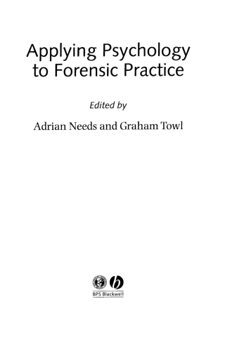Cover image: Applying Psychology to Forensic Practice 1st edition 9781405105415