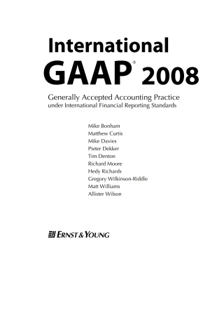 Cover image: International GAAP 2008 1st edition 9780470996140