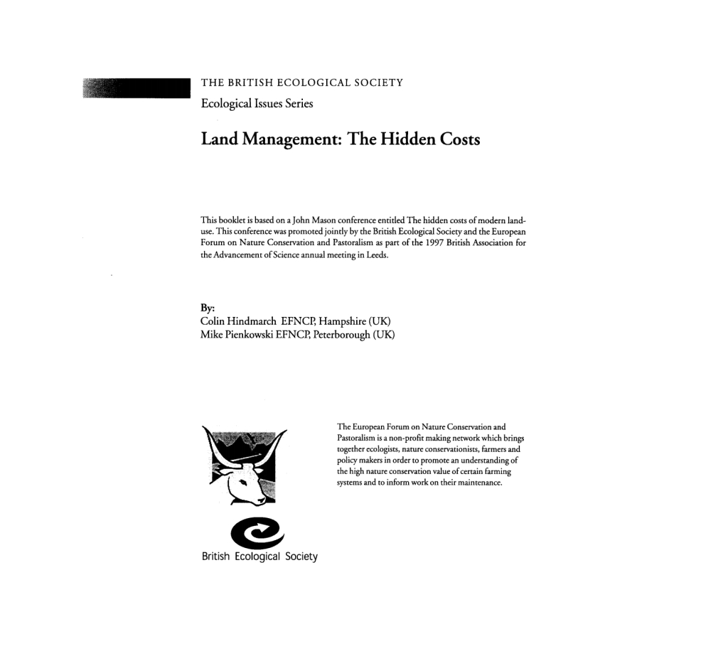 Land Management: The Hidden Costs The Hidden Costs 1st Edition