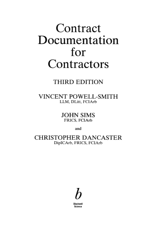 Imagen de portada: Contract Documentation for Contractors 3rd edition 9780632052028