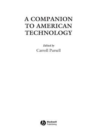 Cover image: A Companion to American Technology 1st edition 9780631228448