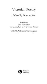 صورة الغلاف: Victorian Poetry 1st edition 9780631230755