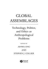 Imagen de portada: Global Assemblages: Technology, Politics, and Ethics as Anthropological Problems 1st edition 9781405123587