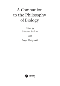 Cover image: A Companion to the Philosophy of Biology 1st edition 9781444337853