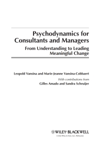 Imagen de portada: Psychodynamics for Consultants and Managers 1st edition 9780470779316
