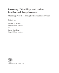 Imagen de portada: Learning Disability and other Intellectual Impairments: Meeting Needs Throughout Health Services 1st edition 9780470034712