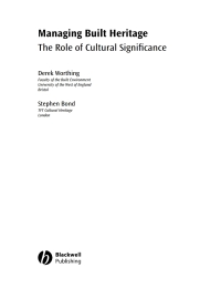 Cover image: Managing Built Heritage: The Role of Cultural Significance 1st edition 9781405119788